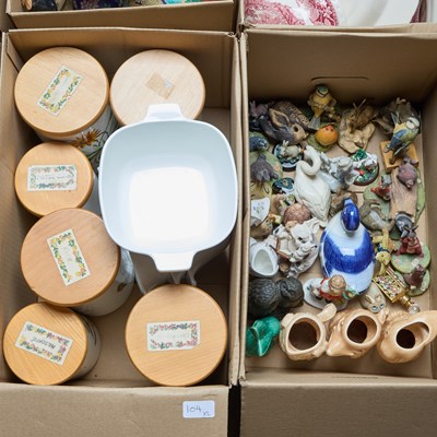 Lot 104 - TWO BOXES OF CERAMICS