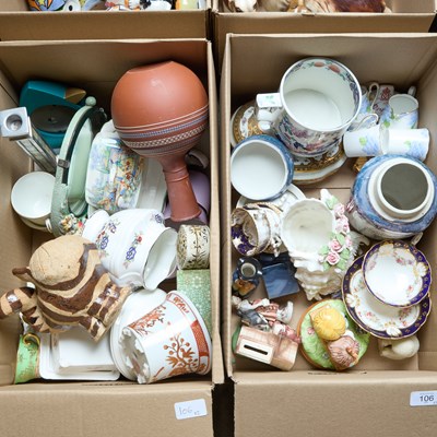 Lot 106 - TWO BOXES OF CERAMICS