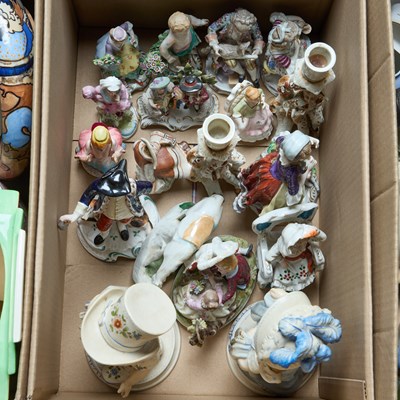 Lot 156 - A BOX OF CONTINENTAL PORCELAIN FIGURES
