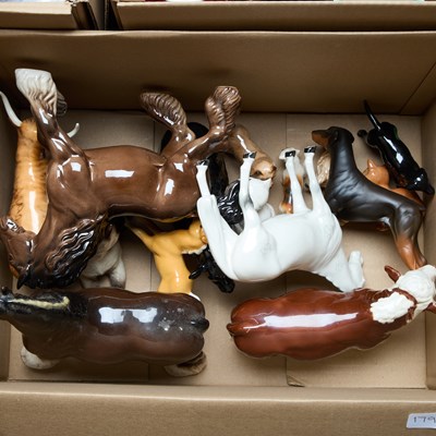 Lot 179 - TWO BOXES OF ANIMAL MODELS INCLUDING BESWICK