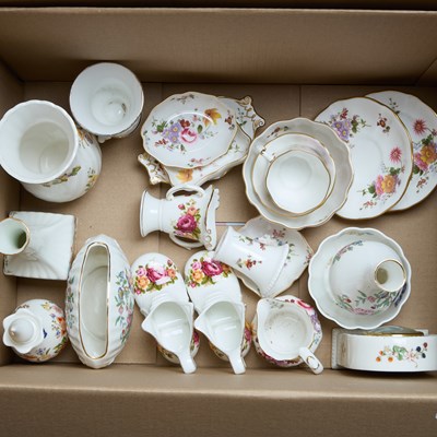Lot 180 - A BOX OF ROYAL CROWN DERBY AND AYNSLEY