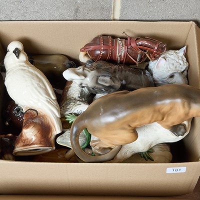 Lot 181 - A BOX OF ANIMAL MODELS INCLUDING BESWICK