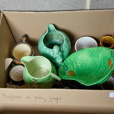 Lot 183 - A BOX OF SYLVAC, TOBY JUGS, ETC.