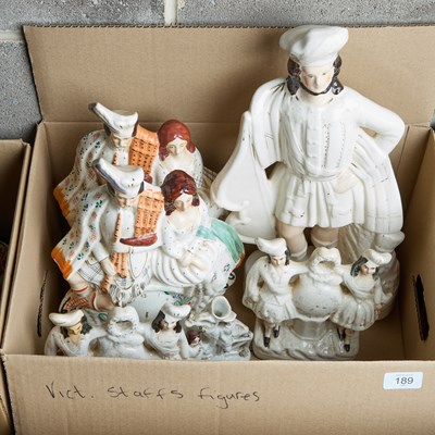 Lot 189 - A BOX OF VICTORIAN STAFFORDSHIRE FIGURES