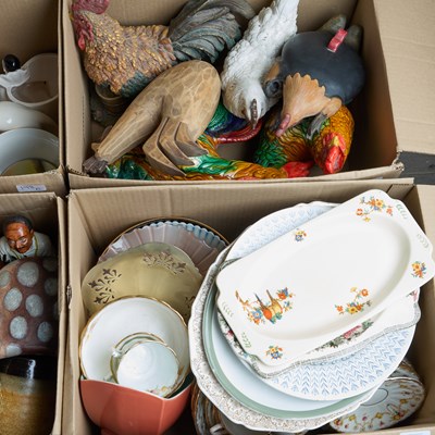 Lot 197 - TWO BOXES INCLUDING CARVINGS AND CHINA