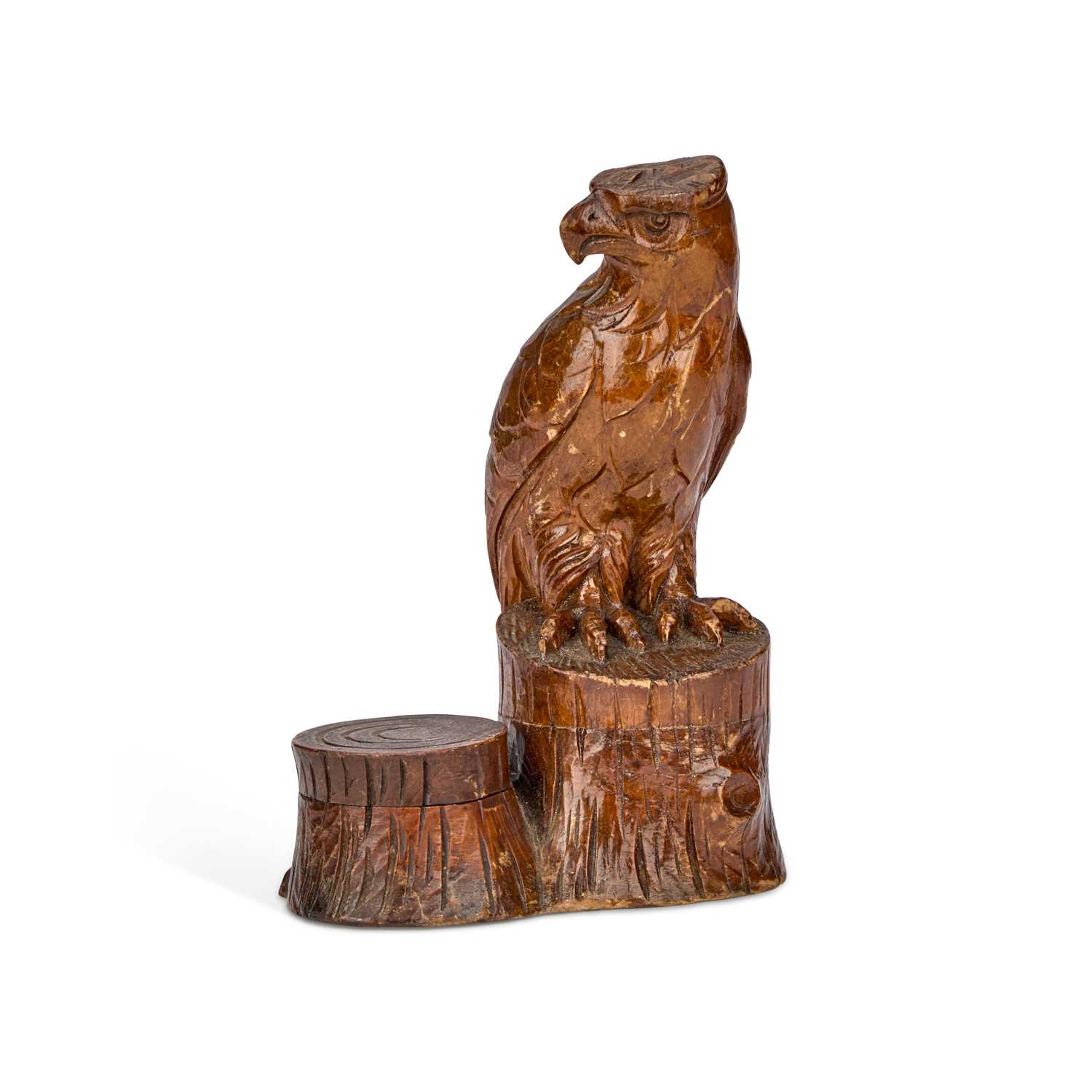 Lot 1073 - A 19TH CENTURY CONTINENTAL CARVED INKWELL