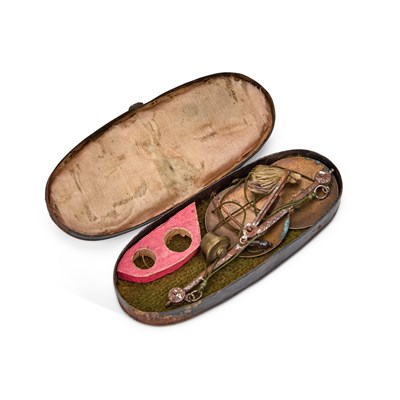 Lot 236 - A SET OF 19TH CENTURY TIN-CASED POCKET SCALES