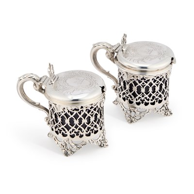 Lot A PAIR OF EARLY VICTORIAN SILVER MUSTARD POTS