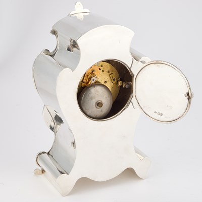 Lot 448 - A LARGE EDWARDIAN SILVER MANTEL CLOCK