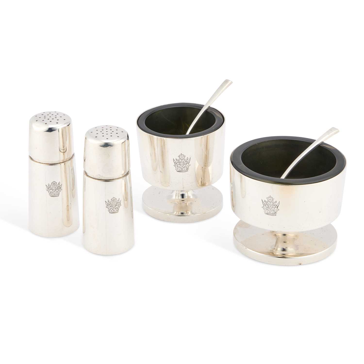 Lot 435 - AN ELIZABETH II SILVER CONDIMENT SET