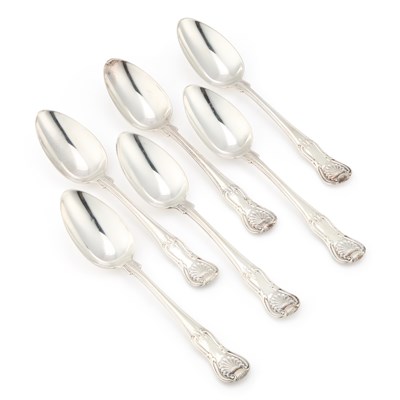 Lot A SET OF SIX GEORGE III SILVER TABLESPOONS