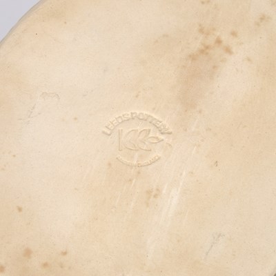 Lot A PAIR OF LEEDS POTTERY CREAMWARE BASKETS ON STANDS