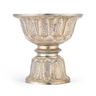 Lot A LARGE THAI SILVER PEDESTAL BOWL