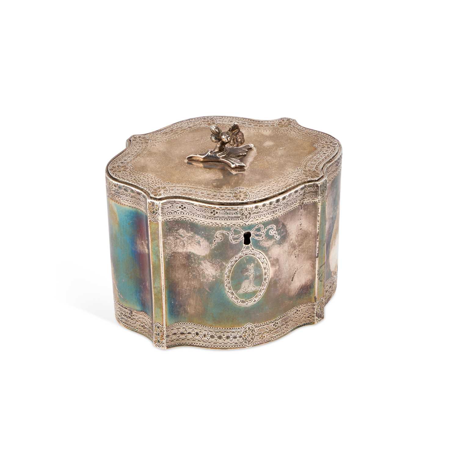 Lot 546 - A GEORGE III SILVER TEA CADDY