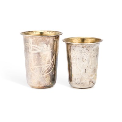 Lot A PAIR OF CONTINENTAL SILVER BEAKERS