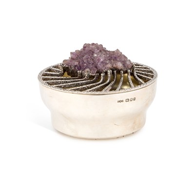 Lot AN ELIZABETH II SILVER AND AMETHYST BOWL AND COVER