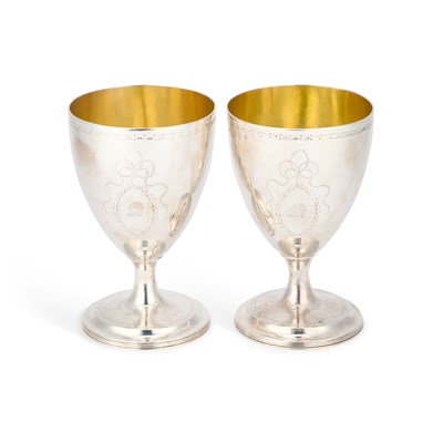Lot A PAIR OF GEORGE III IRISH SILVER GOBLETS