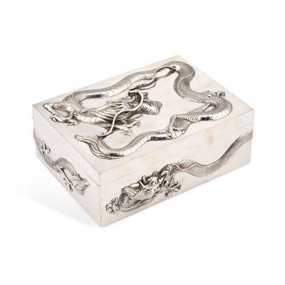 Lot A CHINESE SILVER CIGAR BOX