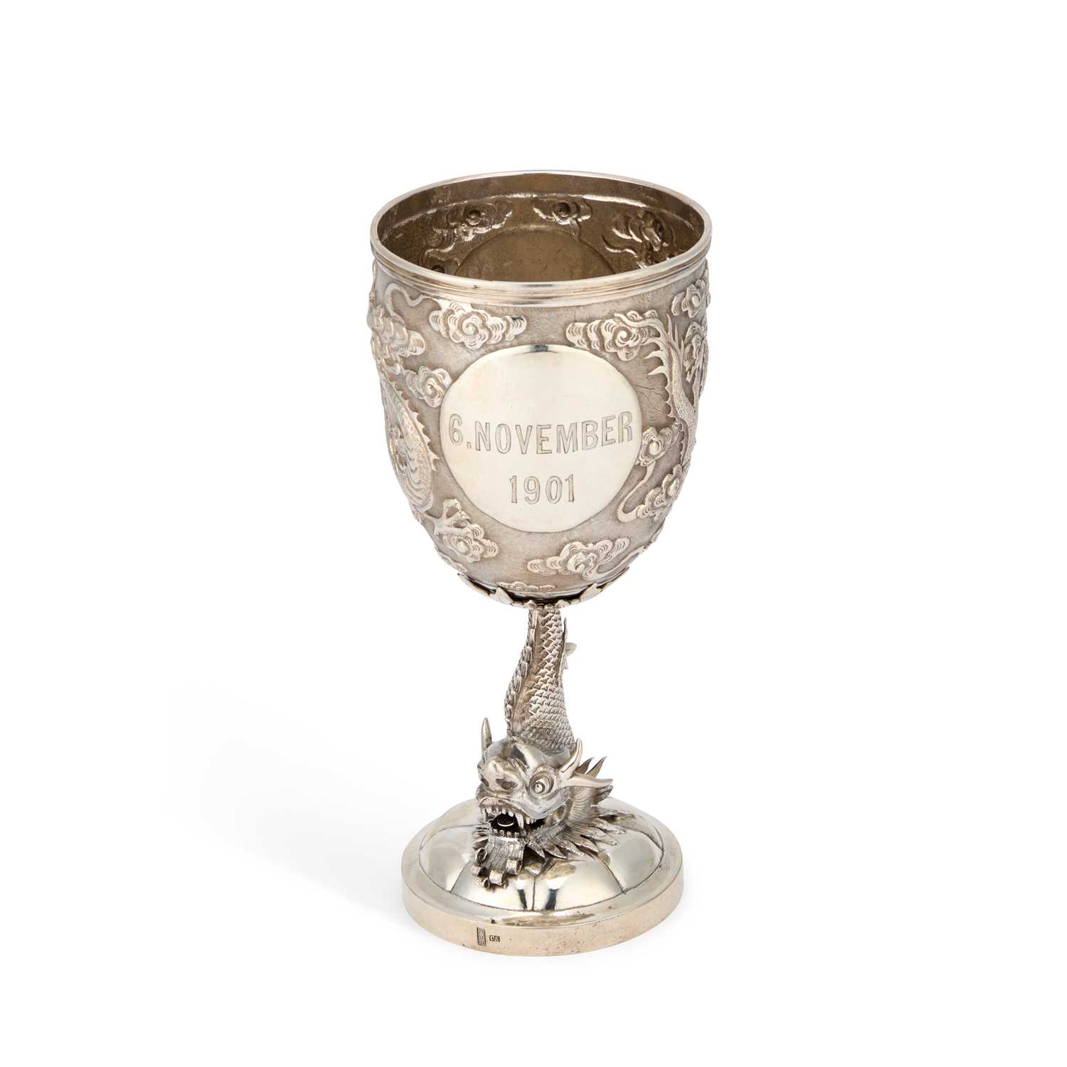 Lot A 19TH CENTURY CHINESE SILVER GOBLET