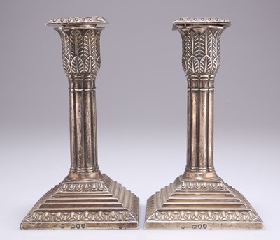 Lot 1310 - A PAIR OF VICTORIAN SILVER CANDLESTICKS