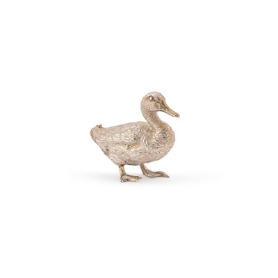 Lot AN ELIZABETH II CAST SILVER MODEL OF A DUCK