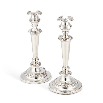 Lot A PAIR OF VICTORIAN SILVER CANDLESTICKS