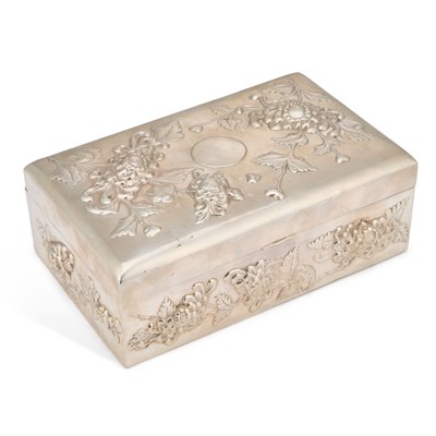 Lot A LARGE CHINESE SILVER TABLE BOX