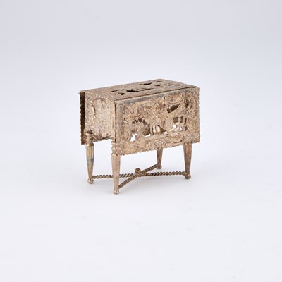 Lot 344 - A DUTCH SILVER MINIATURE TABLE