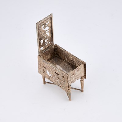 Lot 344 - A DUTCH SILVER MINIATURE TABLE