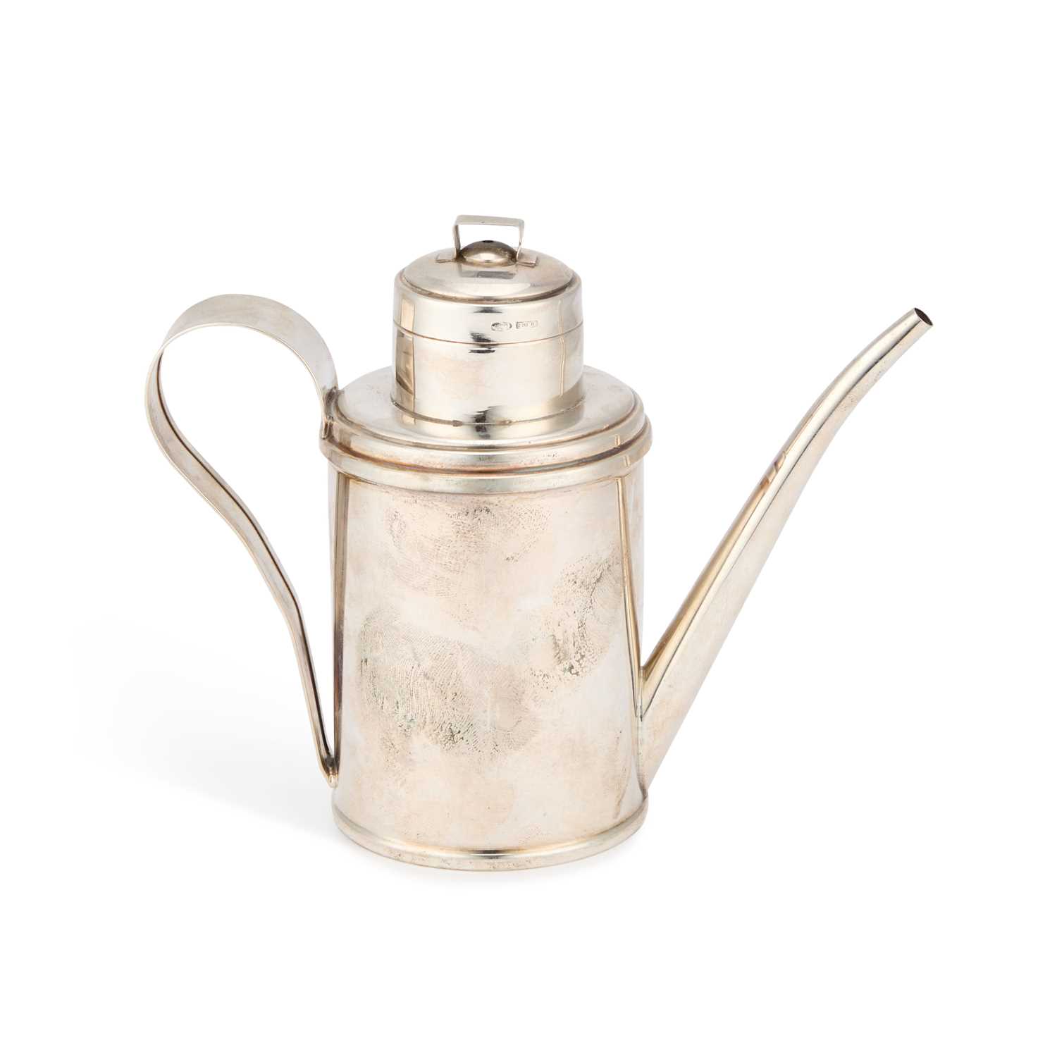 Lot 309 - AN ITALIAN 800 STANDARD SILVER OLIVE OIL CAN