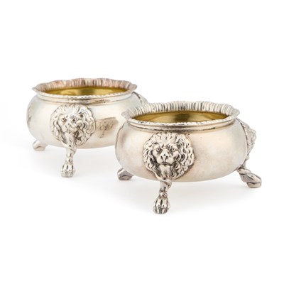 Lot A LARGE PAIR OF VICTORIAN SILVER SALTS