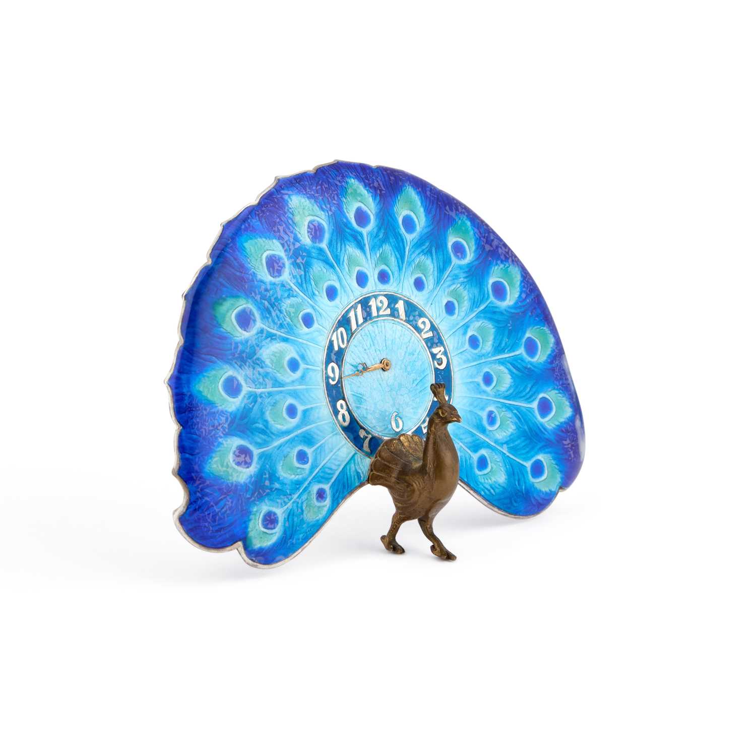 Lot 316 - AN EARLY 20TH CENTURY SWISS SILVER AND ENAMEL STRUT CLOCK