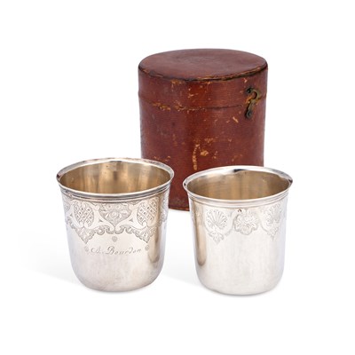 Lot TWO FRENCH CASED SILVER BEAKERS