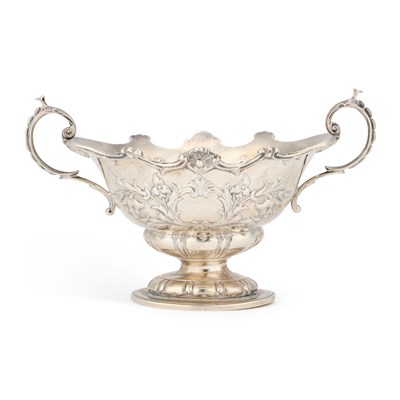 Lot A LATE VICTORIAN SILVER TWO-HANDLED BOWL