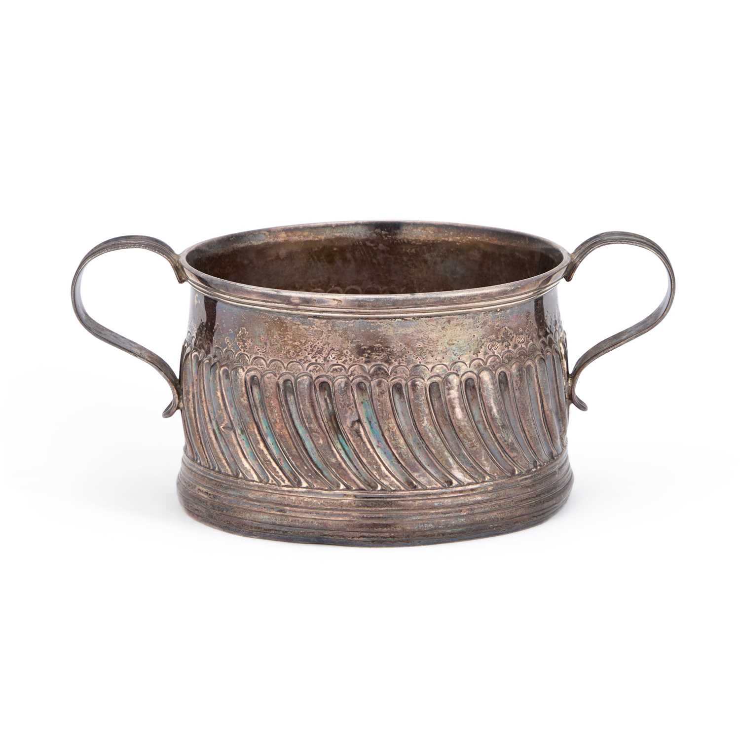 Lot 583 - AN UNMARKED SILVER TWO-HANDLED CUP