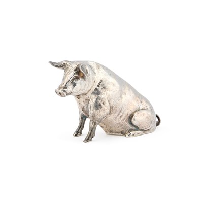 Lot A 19TH CENTURY GERMAN SILVER MODEL OF A PIG