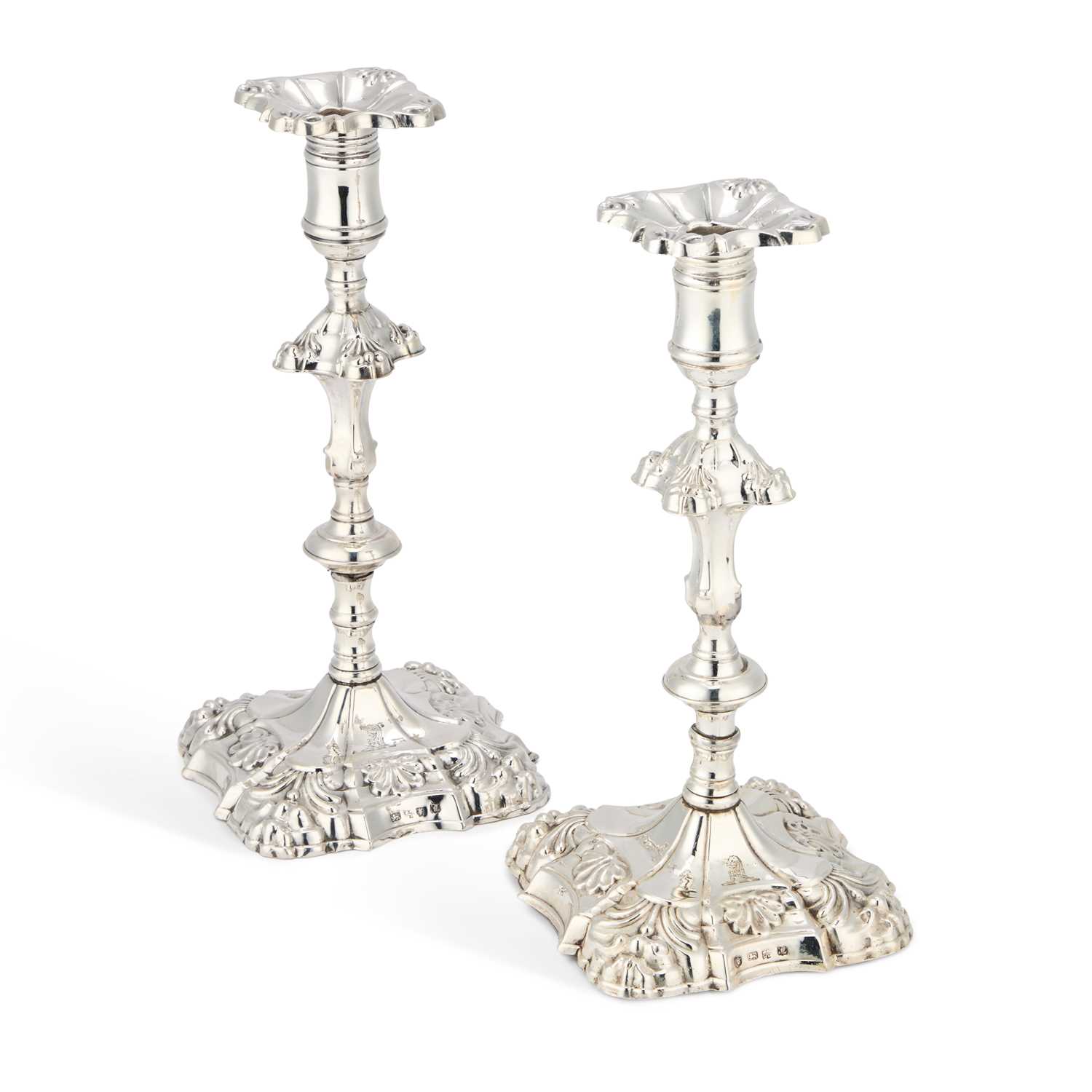 Lot 541 - A PAIR OF GEORGE III SILVER CANDLESTICKS