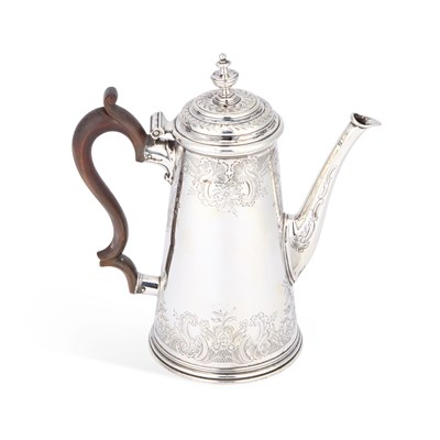 Lot A GEORGE II SILVER COFFEE POT