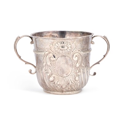 Lot A QUEEN ANNE SILVER TWO-HANDLED PORRINGER