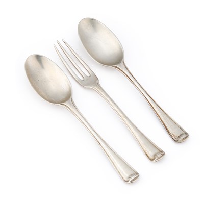 Lot THREE PIECES OF 18TH CENTURY FLATWARE