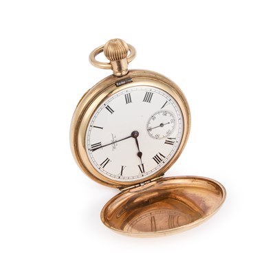 Lot 611 - A GOLD PLATED WALTHAM FULL HUNTER POCKET WATCH
