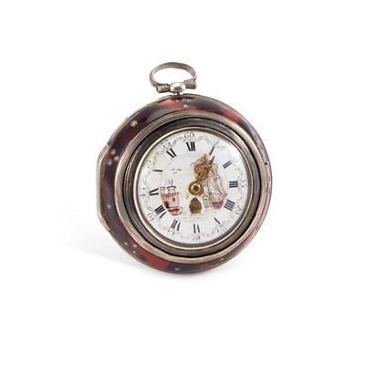 Lot 222 - A TRIPLE CASED OPEN FACED POCKET WATCH