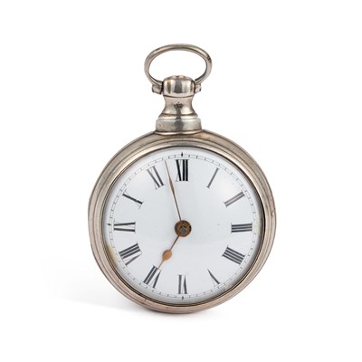 Lot 219 - A SILVER PAIR CASED OPEN FACED POCKET WATCH