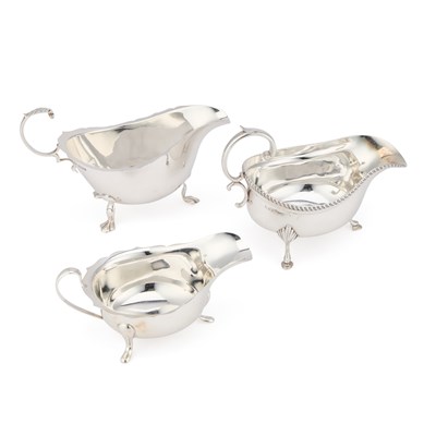 Lot A GROUP OF THREE SILVER SAUCEBOATS