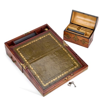 Lot 1079 - A VICTORIAN HUNGARIAN ASH DOME-TOP STATIONERY BOX