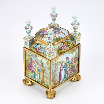 Lot 738 - A CONTINENTAL ENAMEL TABLE CABINET