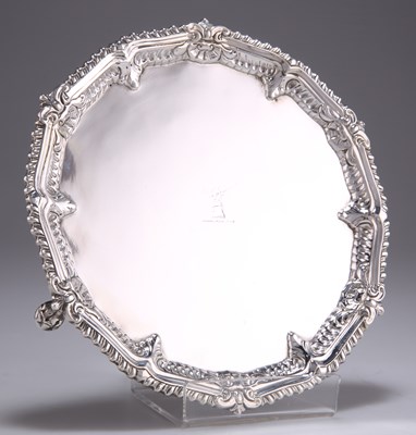 Lot 1267 - A GEORGE III SILVER WAITER