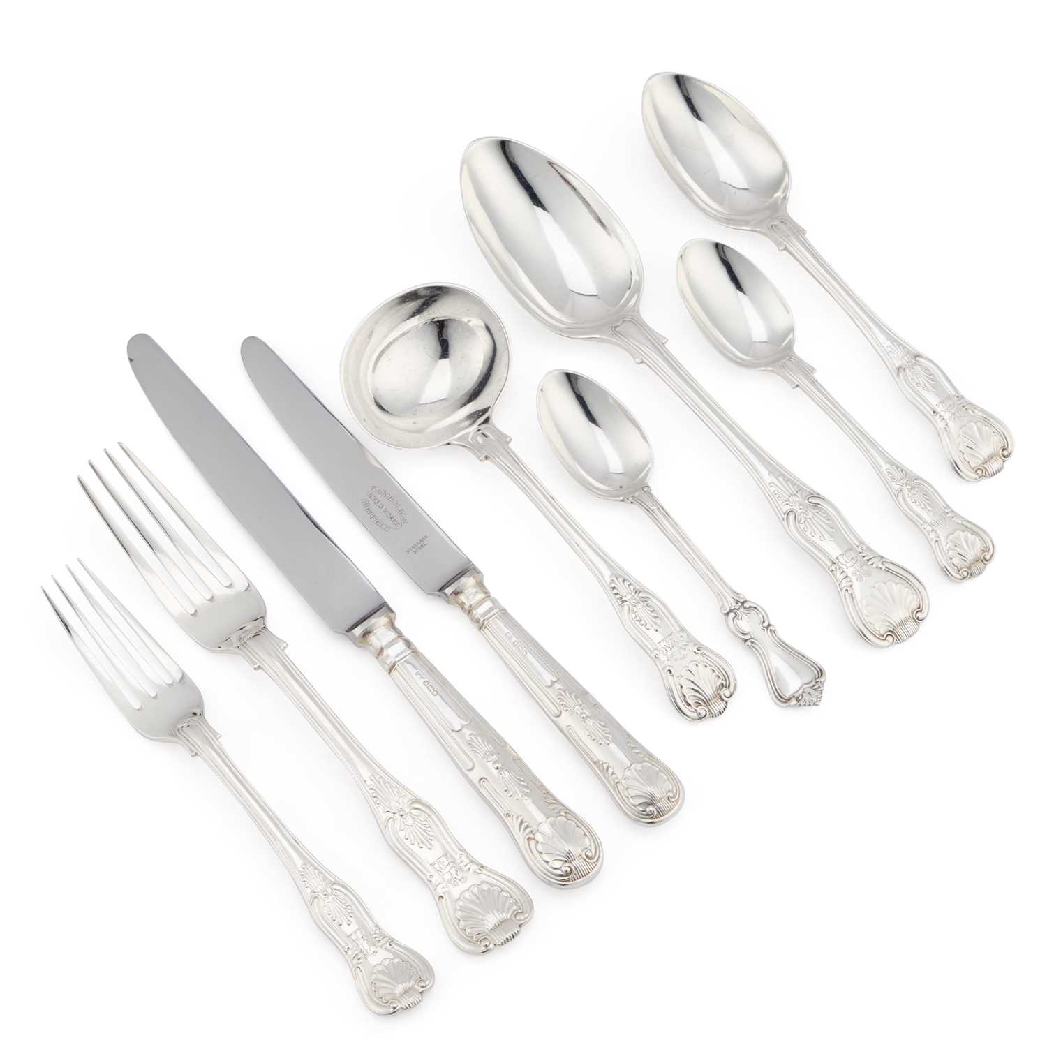 Lot 370 - A VICTORIAN SILVER KING’S PATTERN TABLE SERVICE OF FLATWARE