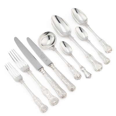 Lot A VICTORIAN SILVER KING’S PATTERN TABLE SERVICE OF FLATWARE