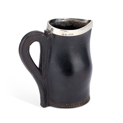 Lot 141 - A GEORGE V SILVER-MOUNTED LEATHER BLACK JACK JUG